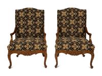 A Pair of Régence Style Upholstered Fauteuils