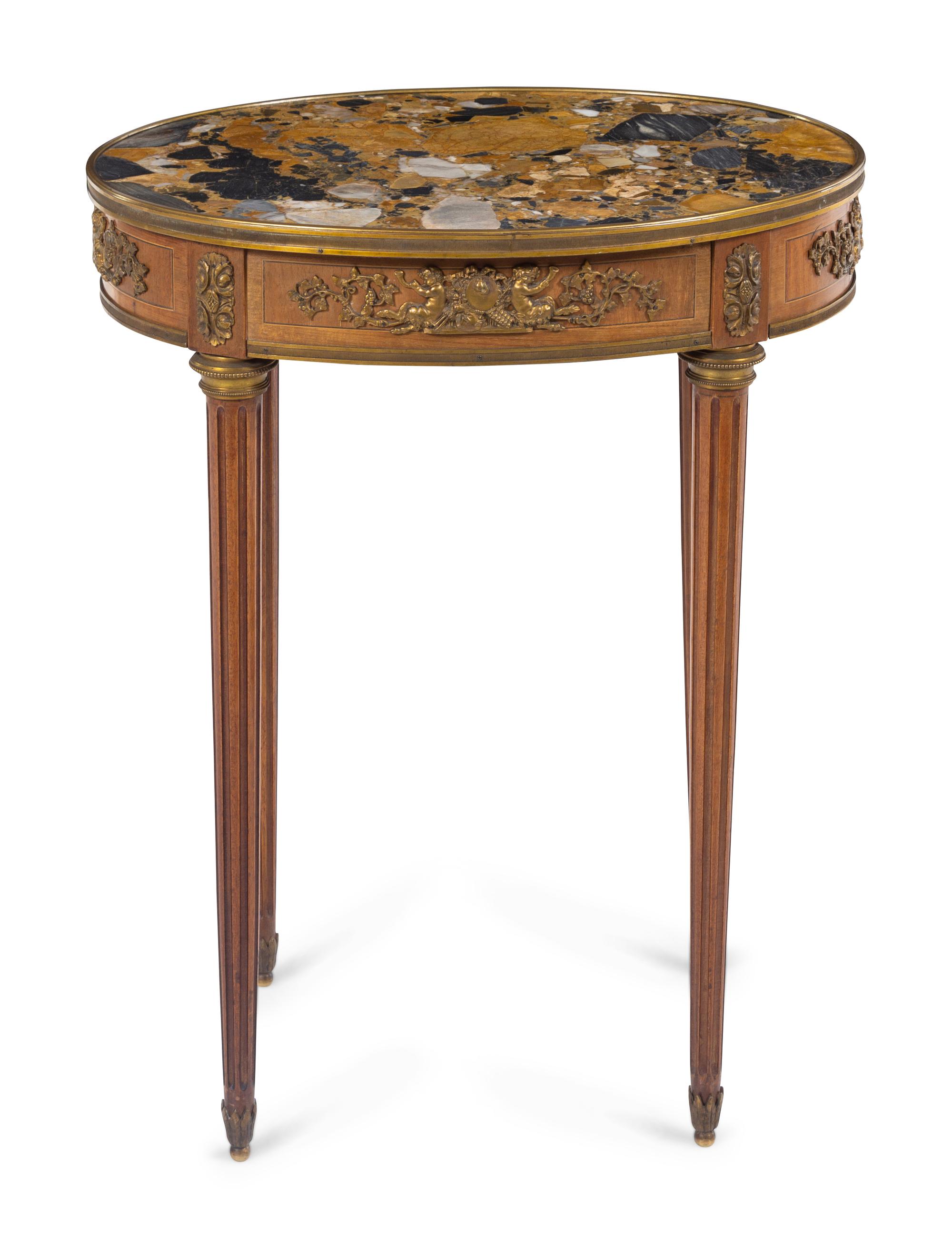 A Louis XVI Style Gilt Metal Mounted Side Table