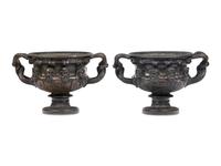 A Pair of French Patinated Bronze Warwick Vases