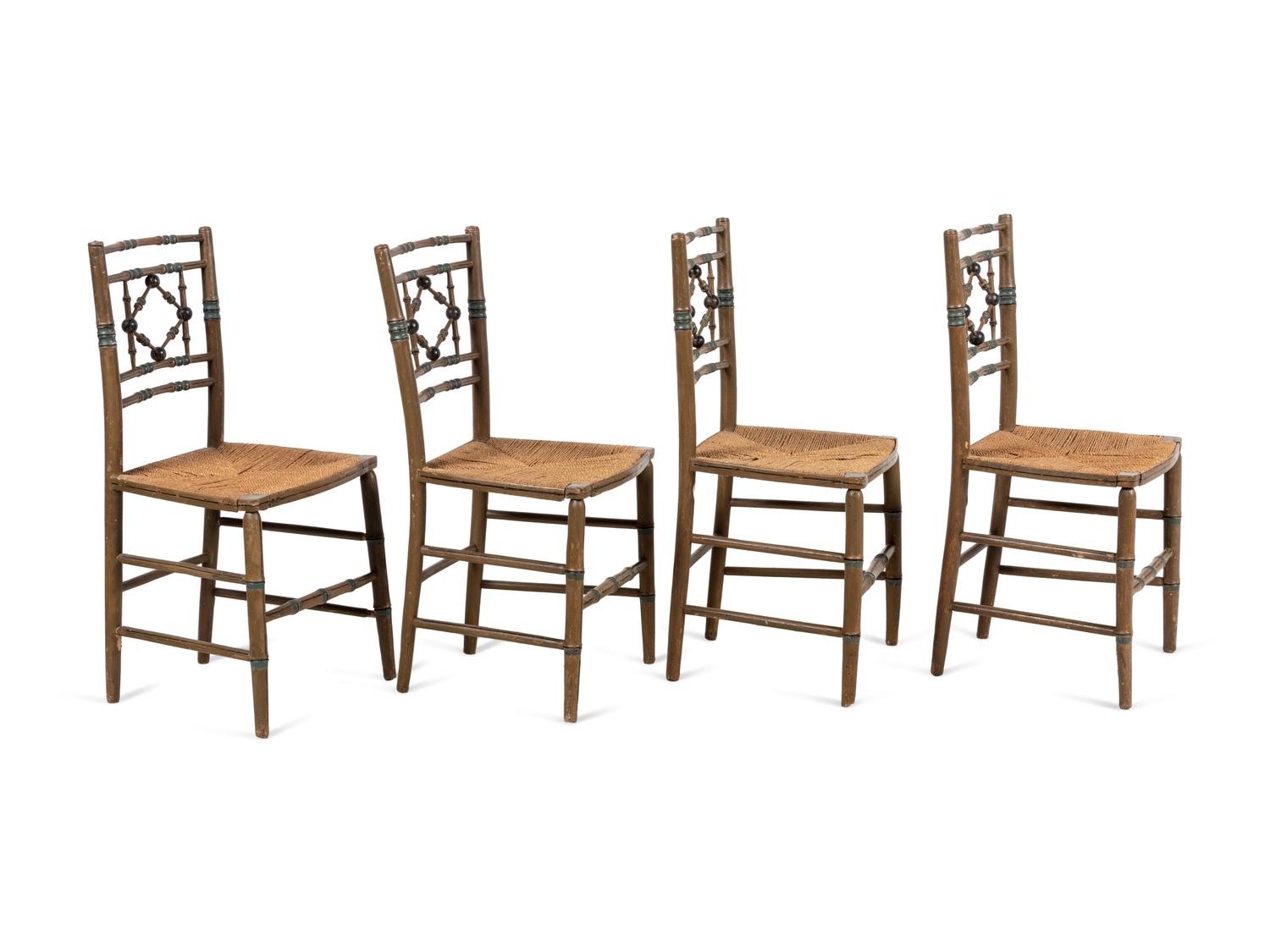 A Set of Four Victorian Style Painted Side Chairs