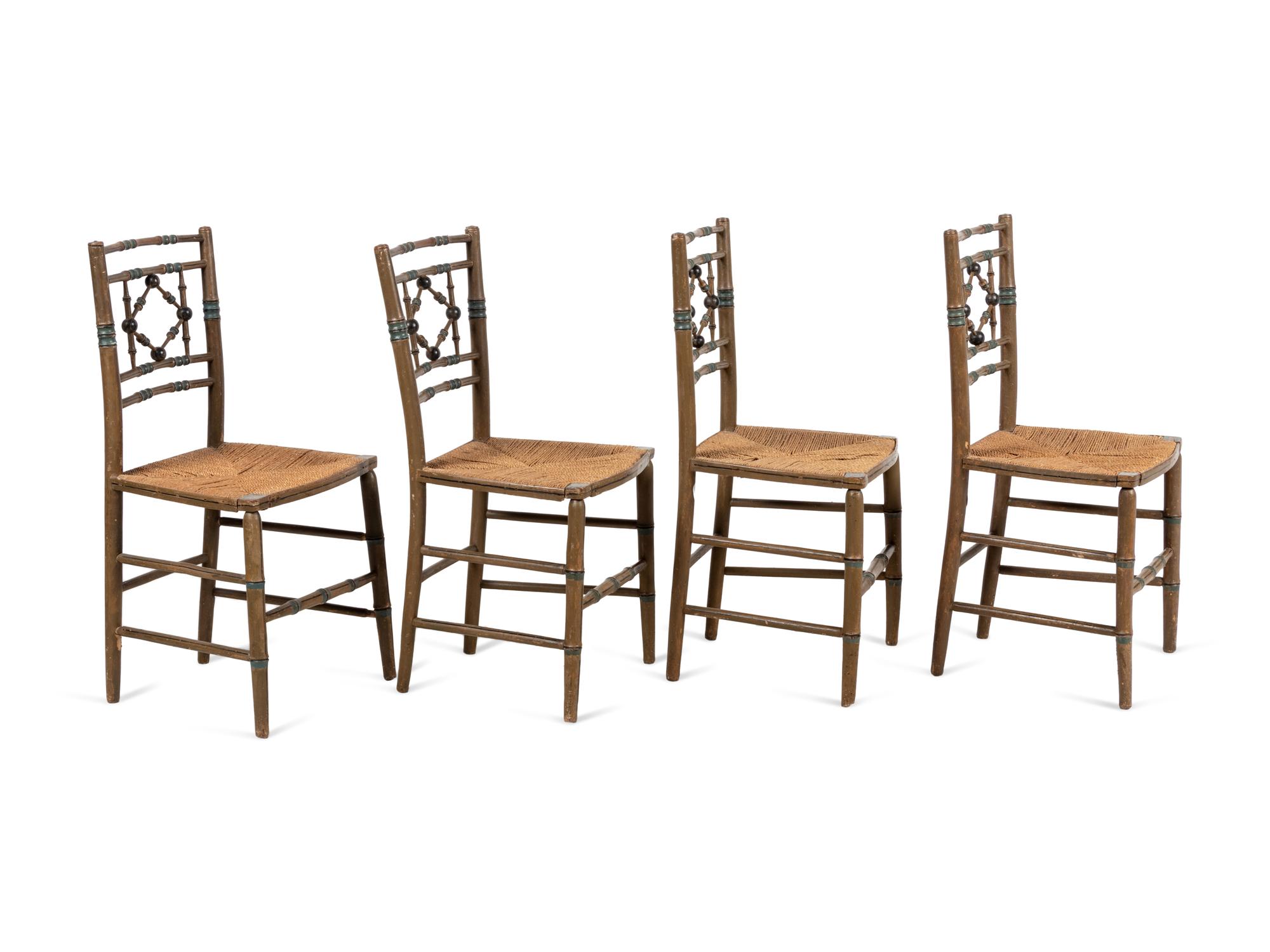 A Set of Four Victorian Style Painted Side Chairs