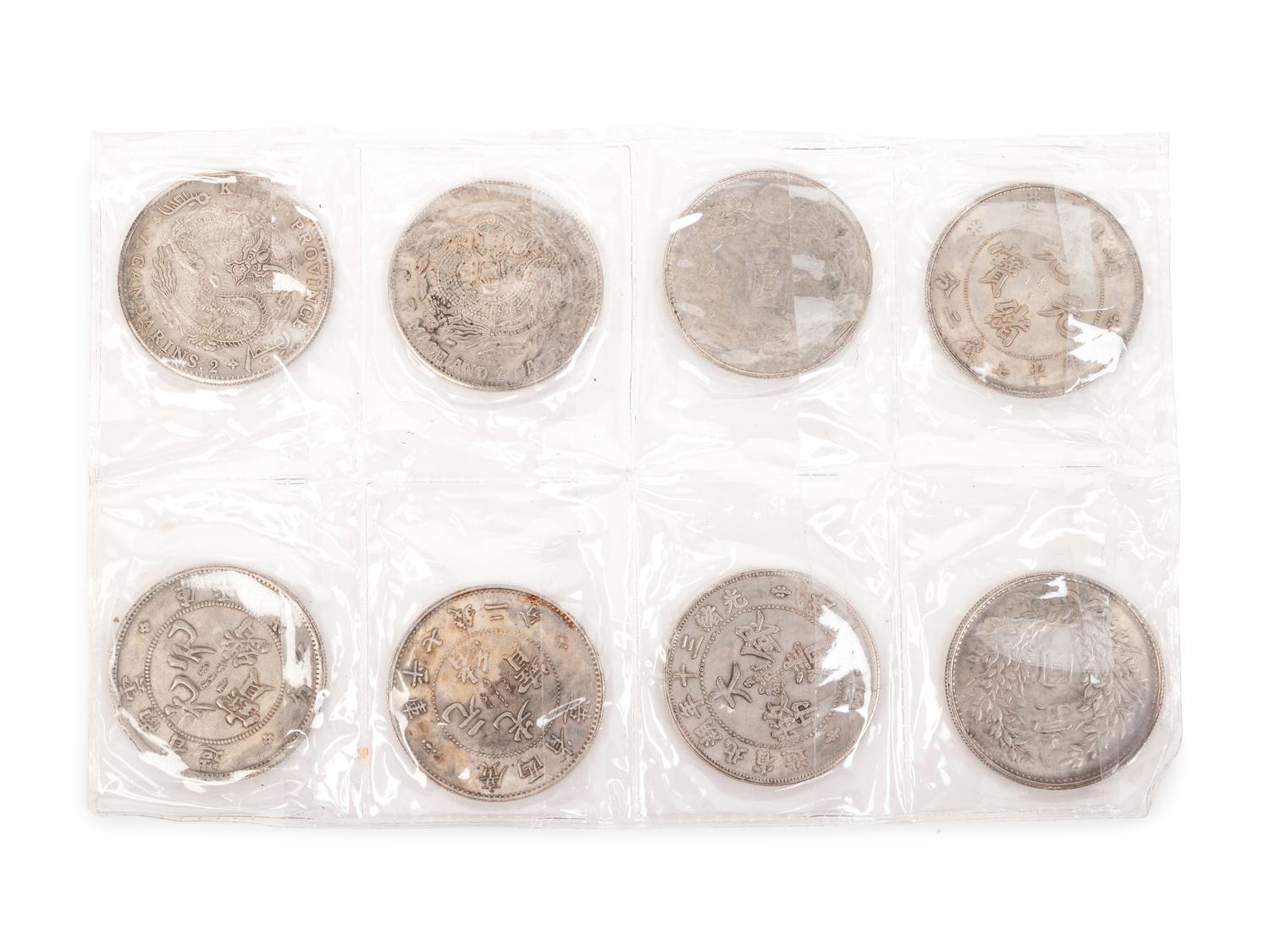 Five Chinese Silver Ingots and Eight Chinese Silver Coins