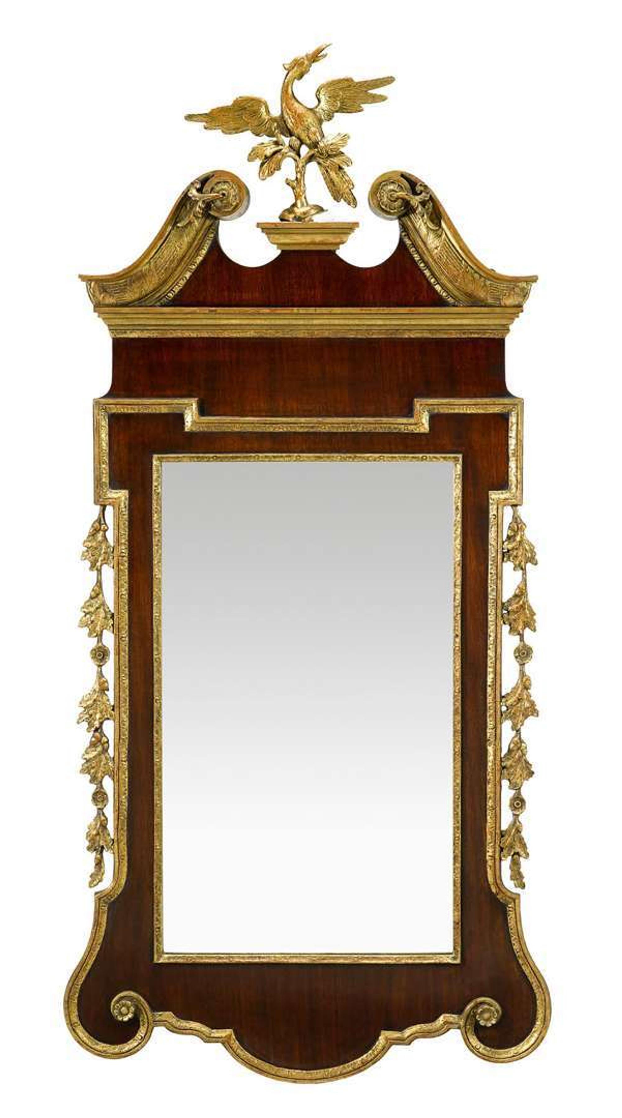 Chippendale mahogany and parcel gilt pier mirror