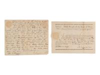 [BUREN, MARTIN VAN (1782-1862)]. 2 legal documents including an ADS by Van Buren as an attorney. 1808-1809.