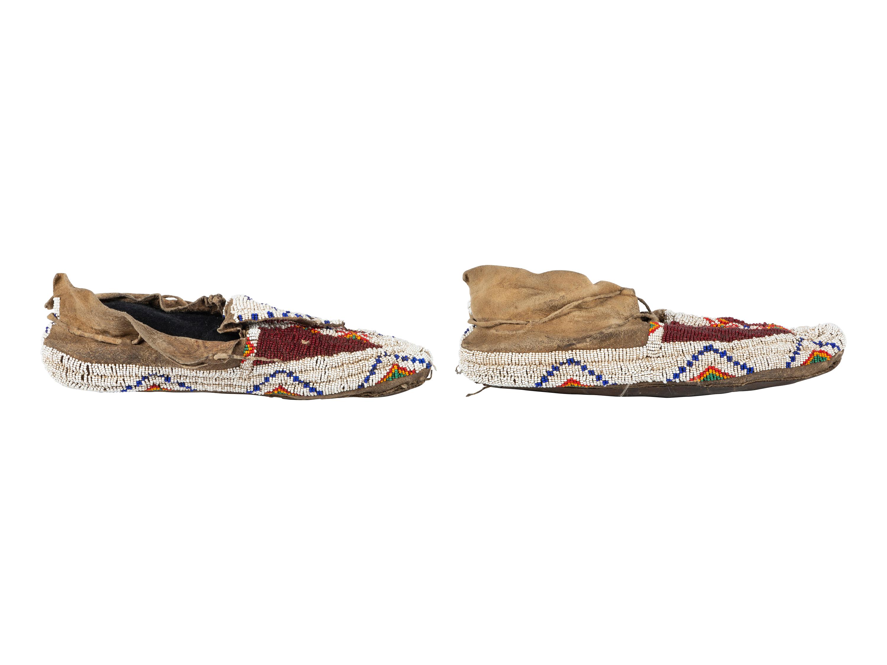 Northern Plains Beaded Hide Moccasins