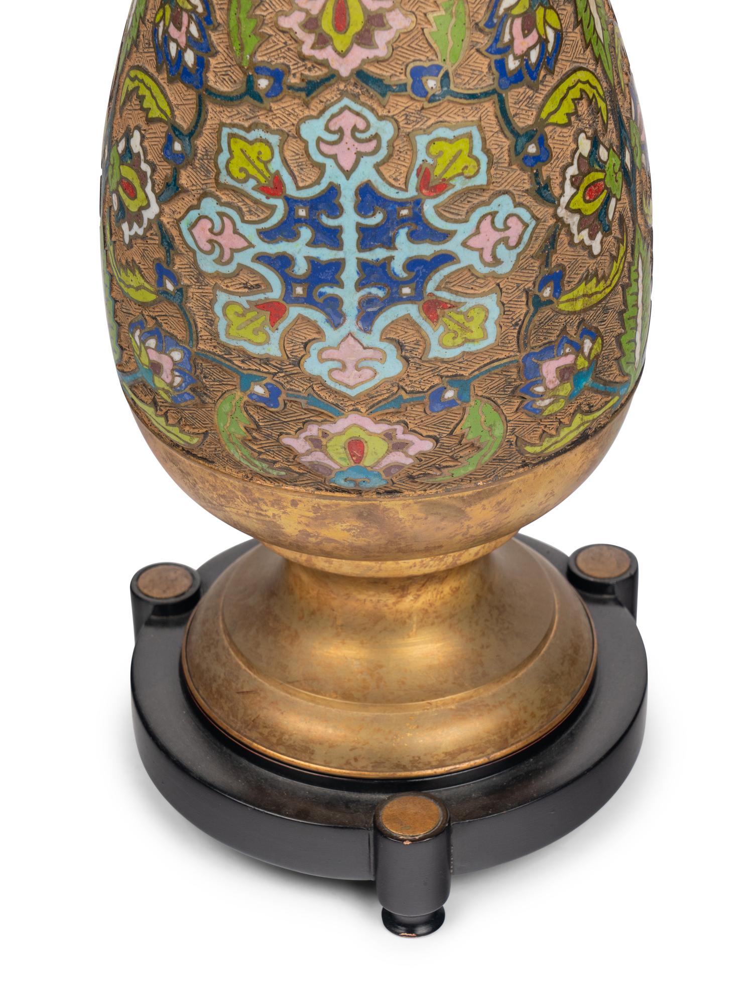A Brass and Cloisonné Table Lamp