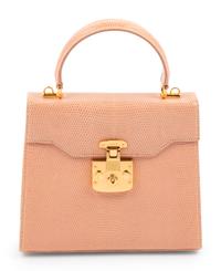 Gucci Pink Lizard Front Lock Handbag