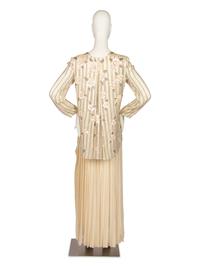 Christian Dior Beaded and Sequined Silk Jacket and Dress, 1980s