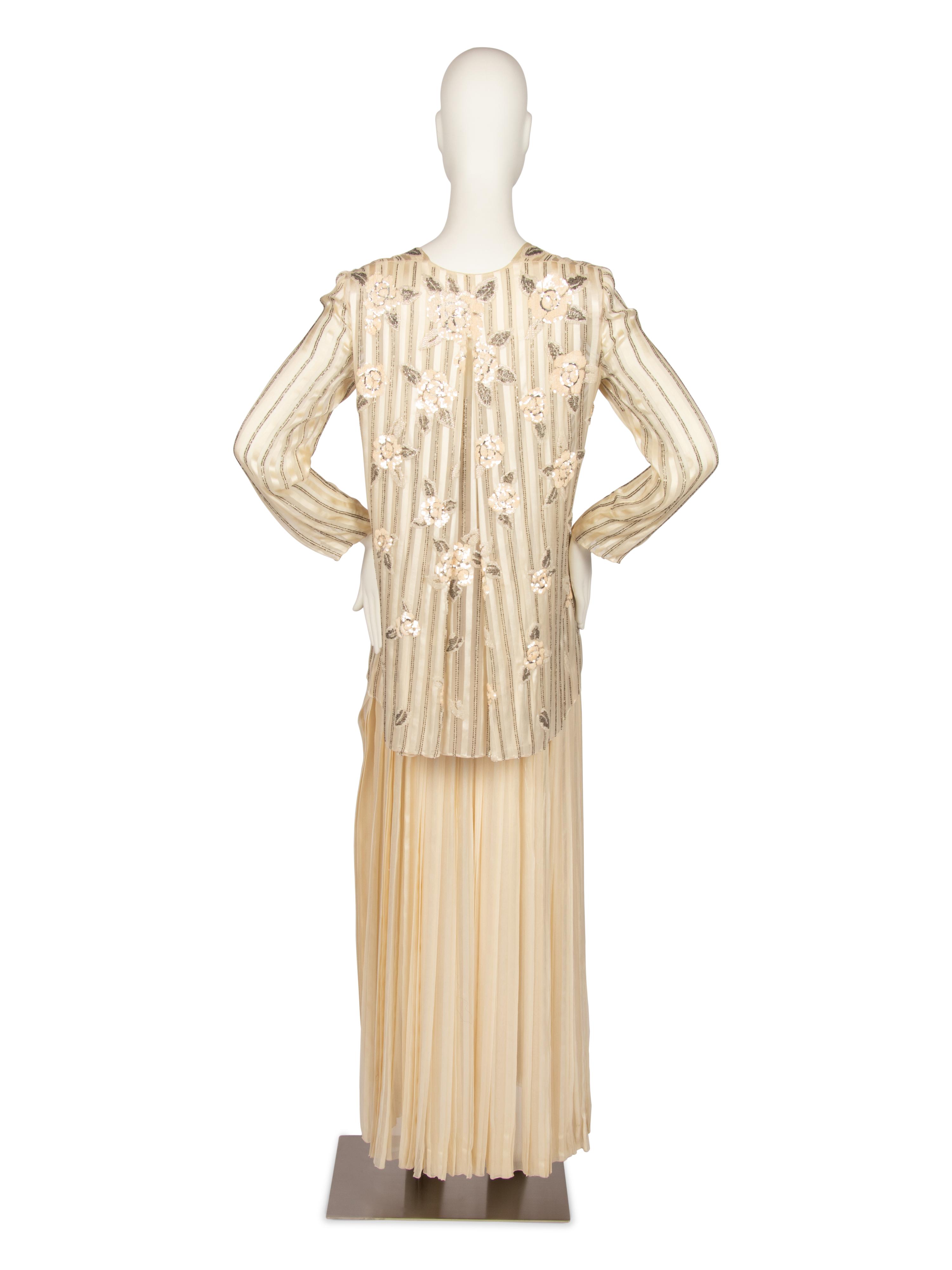 Christian Dior Beaded and Sequined Silk Jacket and Dress, 1980s