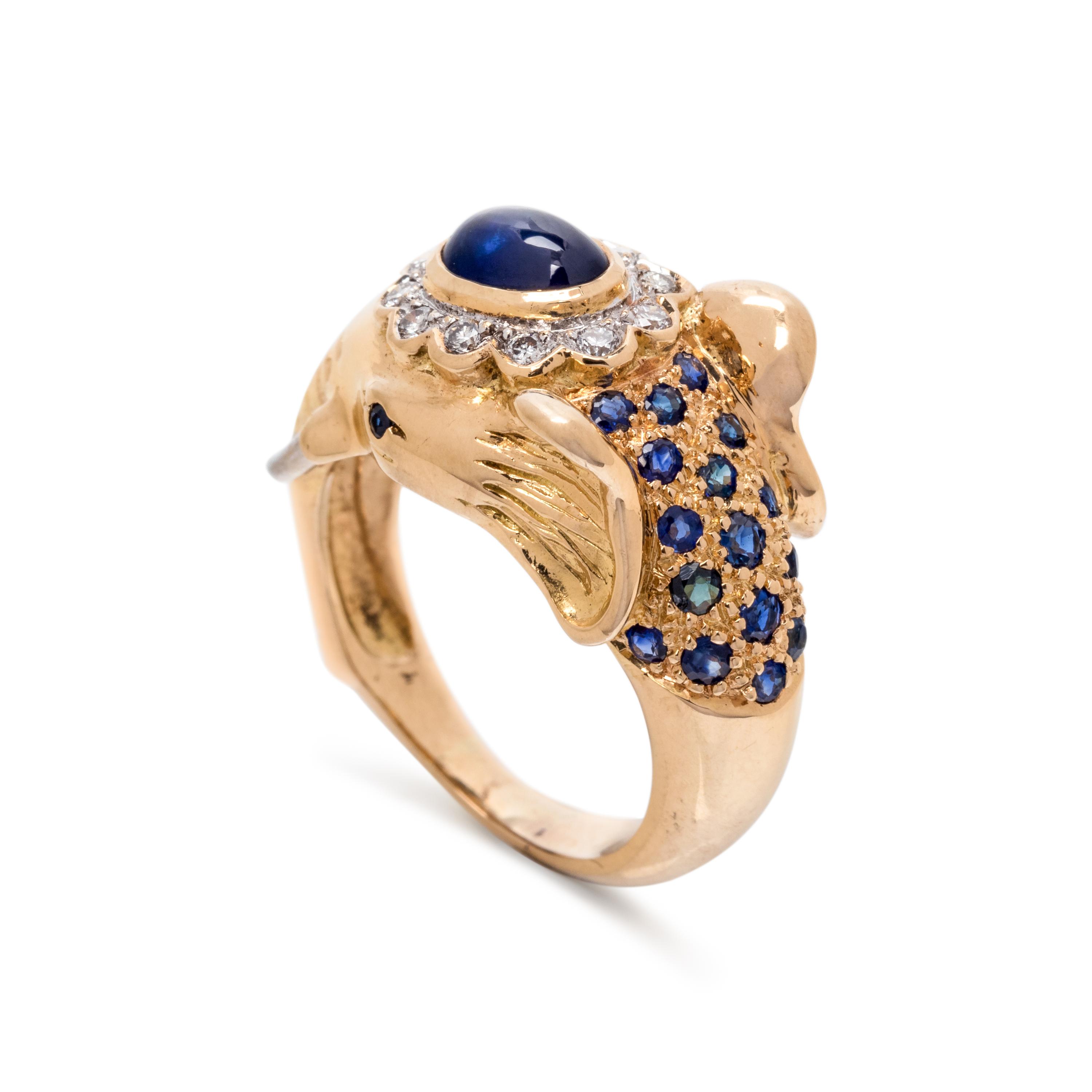 SAPPHIRE AND DIAMOND ELEPHANT RING