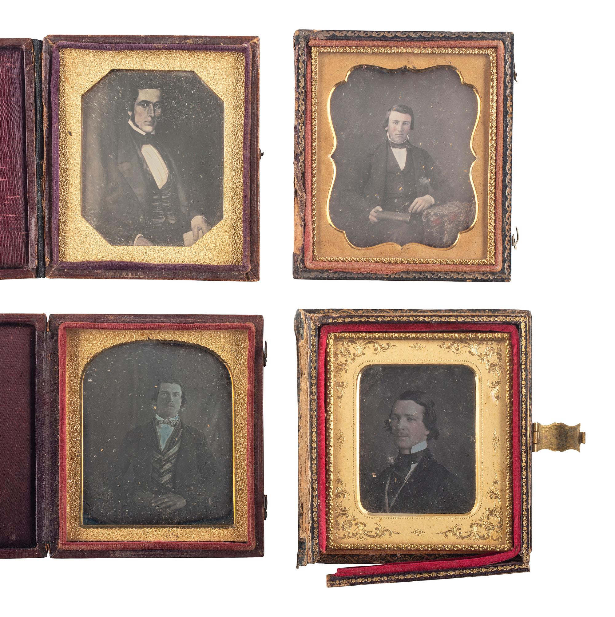[EARLY PHOTOGRAPHY]. A group of 11 daguerreotypes featuring gentleman of varying ages, incl. portraits by ANSON, WHITEHURST, and VAN LOAN.