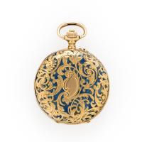 Antique, Russian, Pavel Bure, 14K Yellow Gold and Enamel Hunter Case Pocket Watch