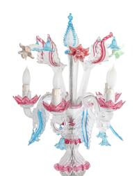 A Pair of Murano Glass Five-Light Girandoles