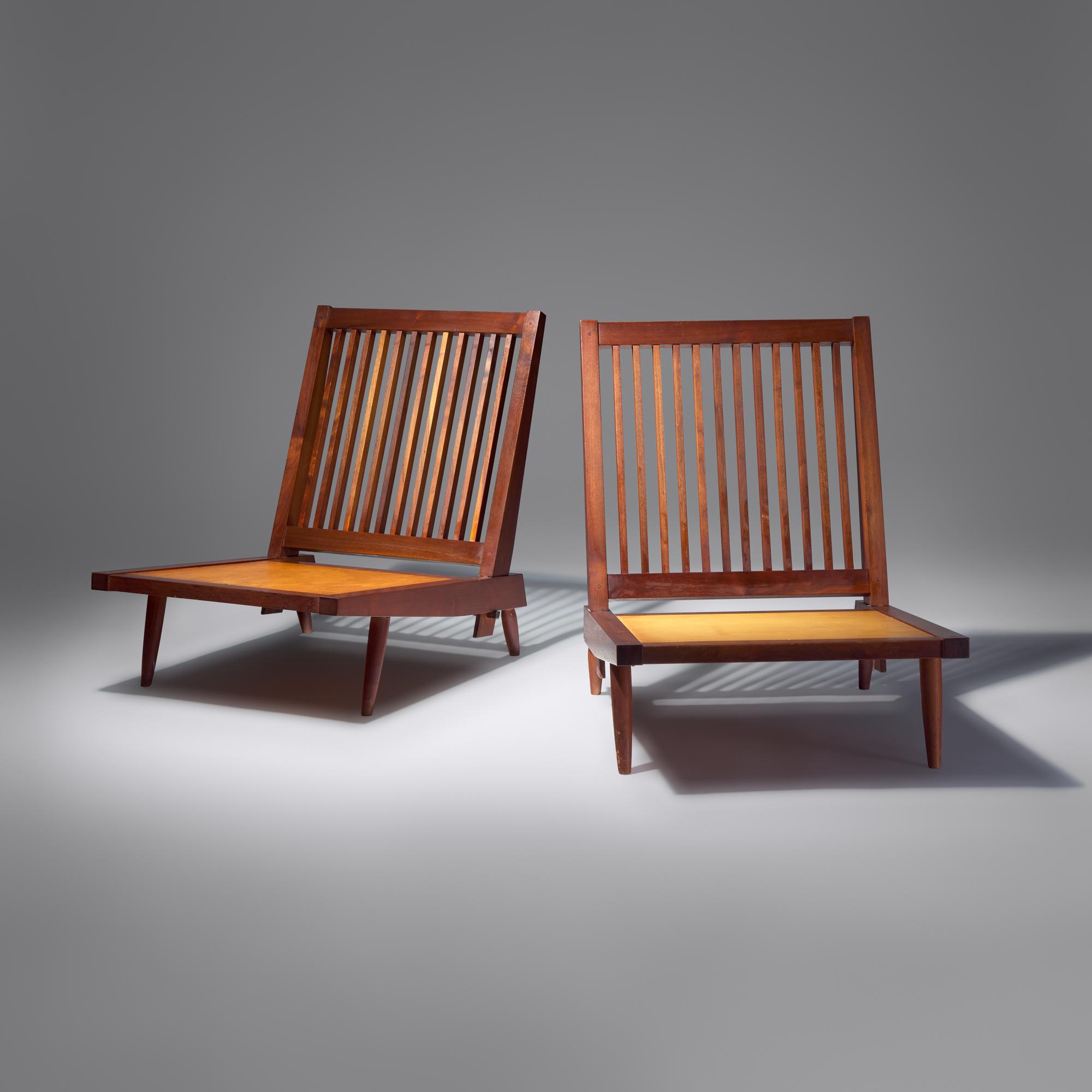 Cushion chairs, pair