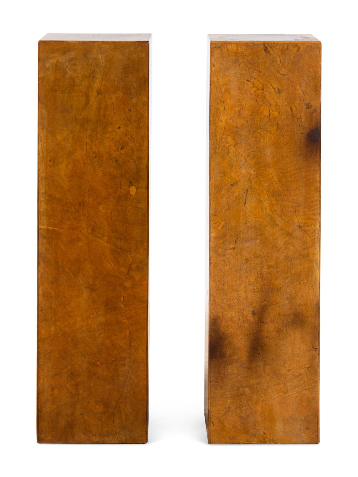 A Pair of Burl Walnut Pedestals