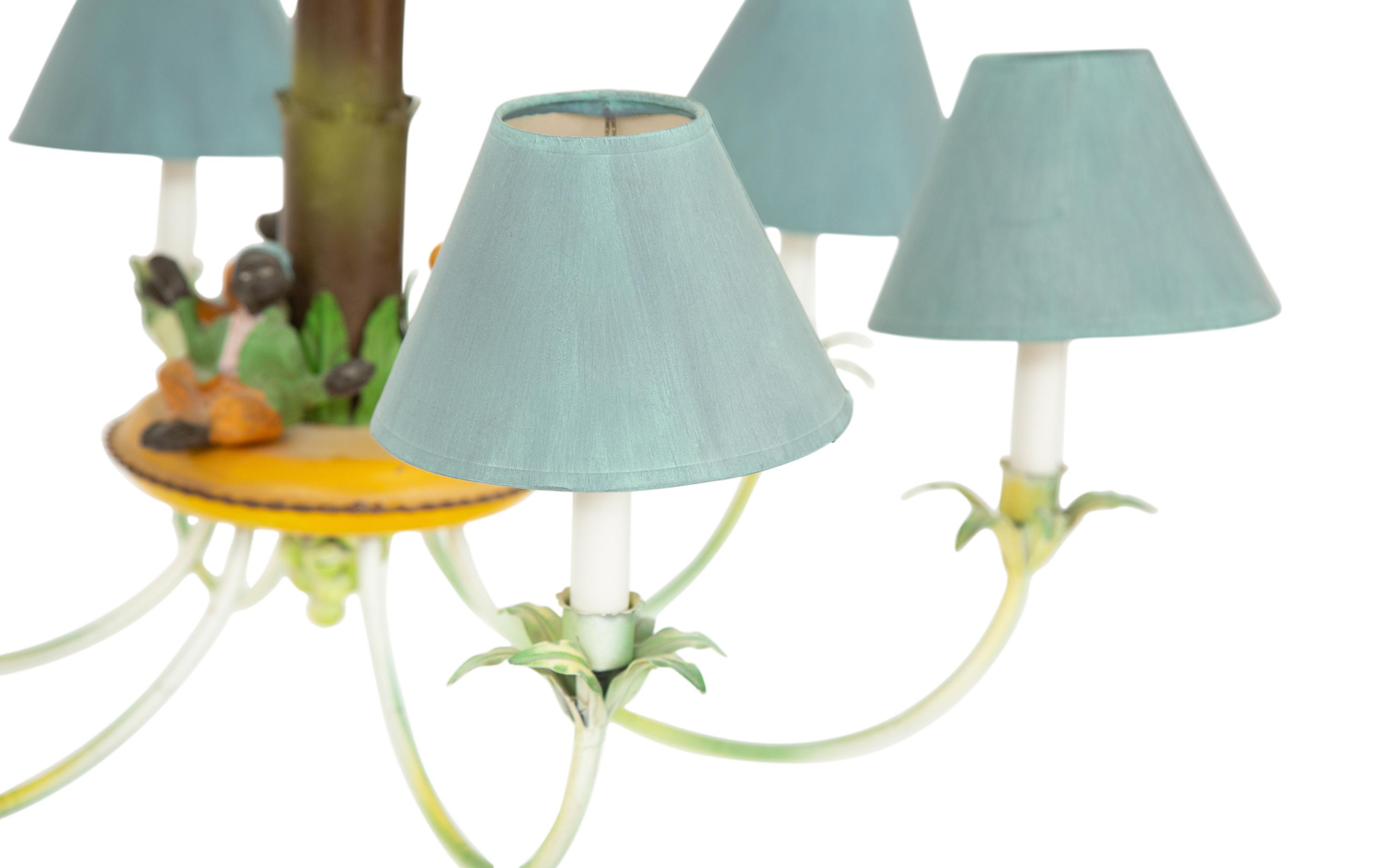 A Whimsical Tole 'Palm Tree and Bamboo' Chandelier
