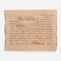 [Declaration of Independence] [Pennsylvania] Morris, Robert Partially-Printed Document, signed
