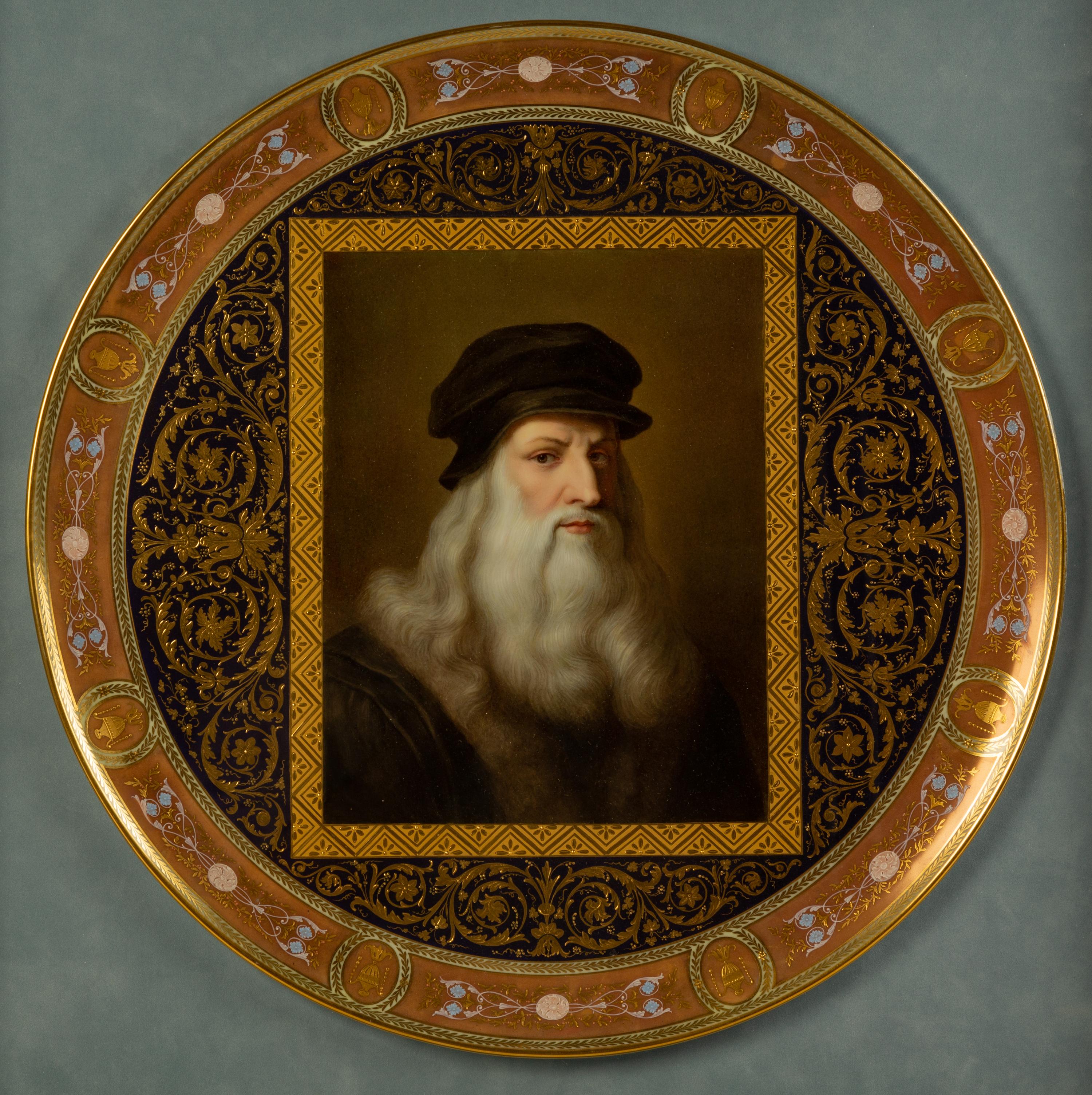A Vienna Porcelain Charger depicting Leonardo Da Vinci — 19TH CENTURY
