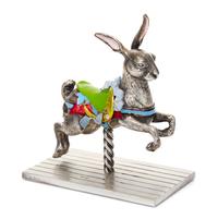 An American Silver and Enamel Circus Figure, Gene Moore for Tiffany & Co., New York, NY, depicting a rabbit form carousel horse on a re