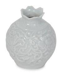 A Japanese Carved White Glazed Porcelain Pomegranate-Form Jar