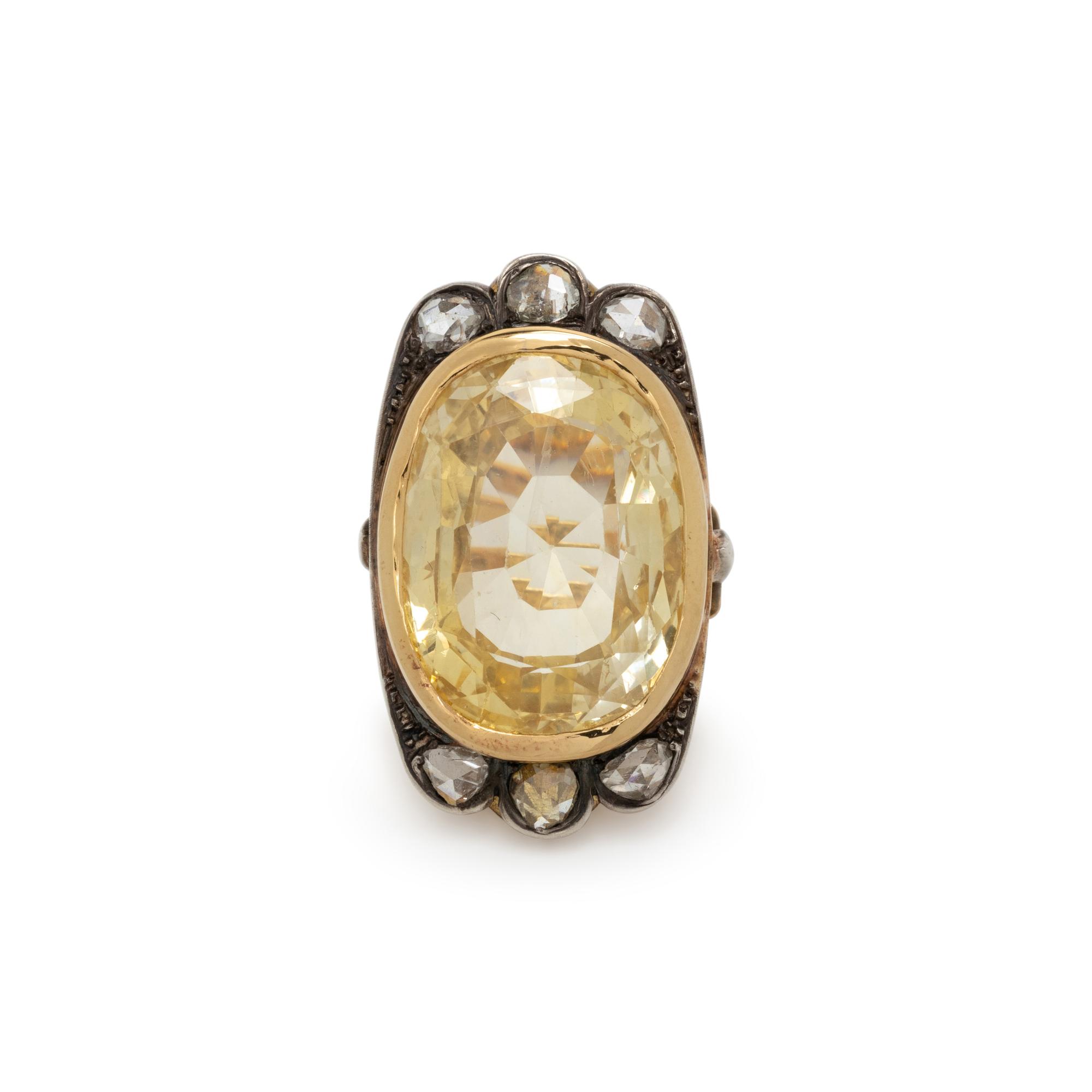 YELLOW SAPPHIRE AND DIAMOND RING