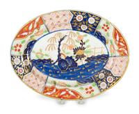 Two Chamberlain's Worcester Porcelain Oval Platters and a Pair of Shaped Square Dishes