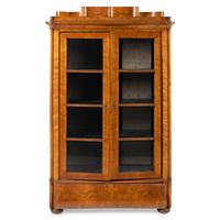 A Biedermeier Figured Birch Vitrine Cabinet