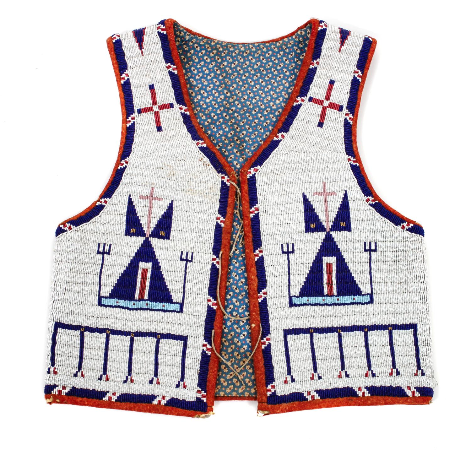 A Lakota Pictorial Beaded Vest Height 20 1/4 x width 18 1/2 inches. — LATE 19TH/ EARLY 20TH CENTURY