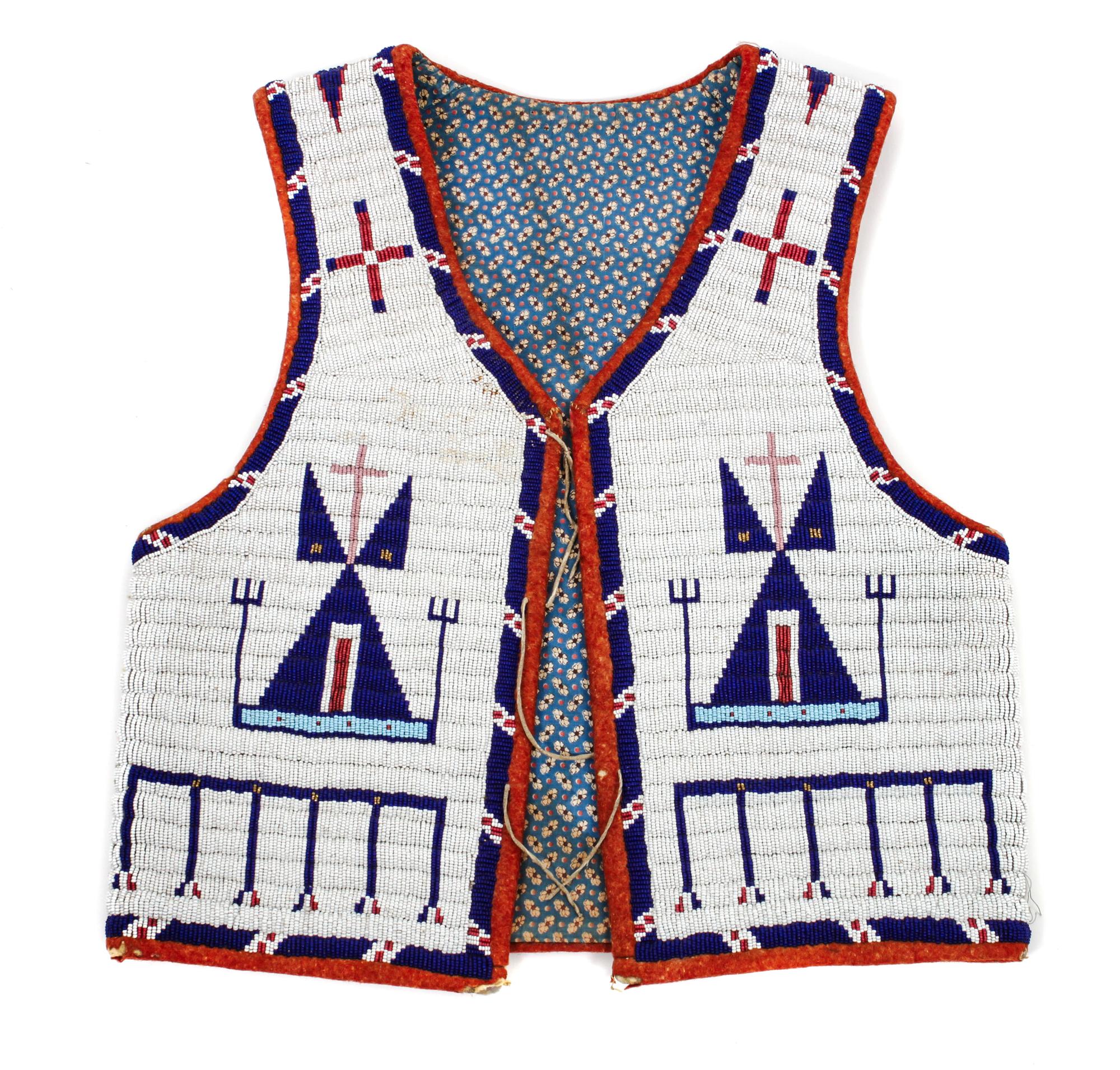 A Lakota Pictorial Beaded Vest Height 20 1/4 x width 18 1/2 inches. — LATE 19TH/ EARLY 20TH CENTURY