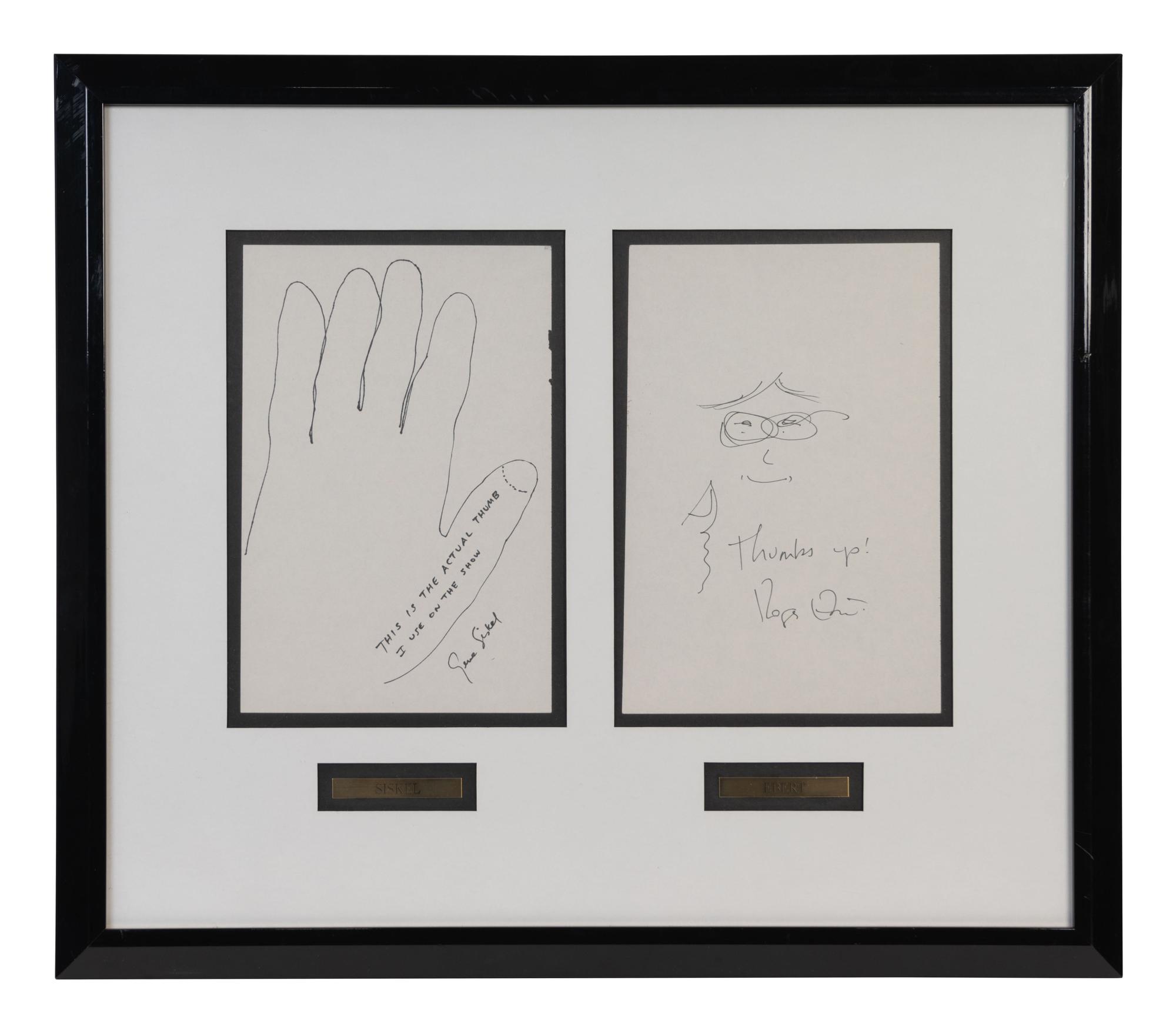 (Cartoon Art) SISKEL, Gene (1946-1999) and Roger Ebert (1942-2013). Unique sketches done by Gene Siskel and Roger Ebert.