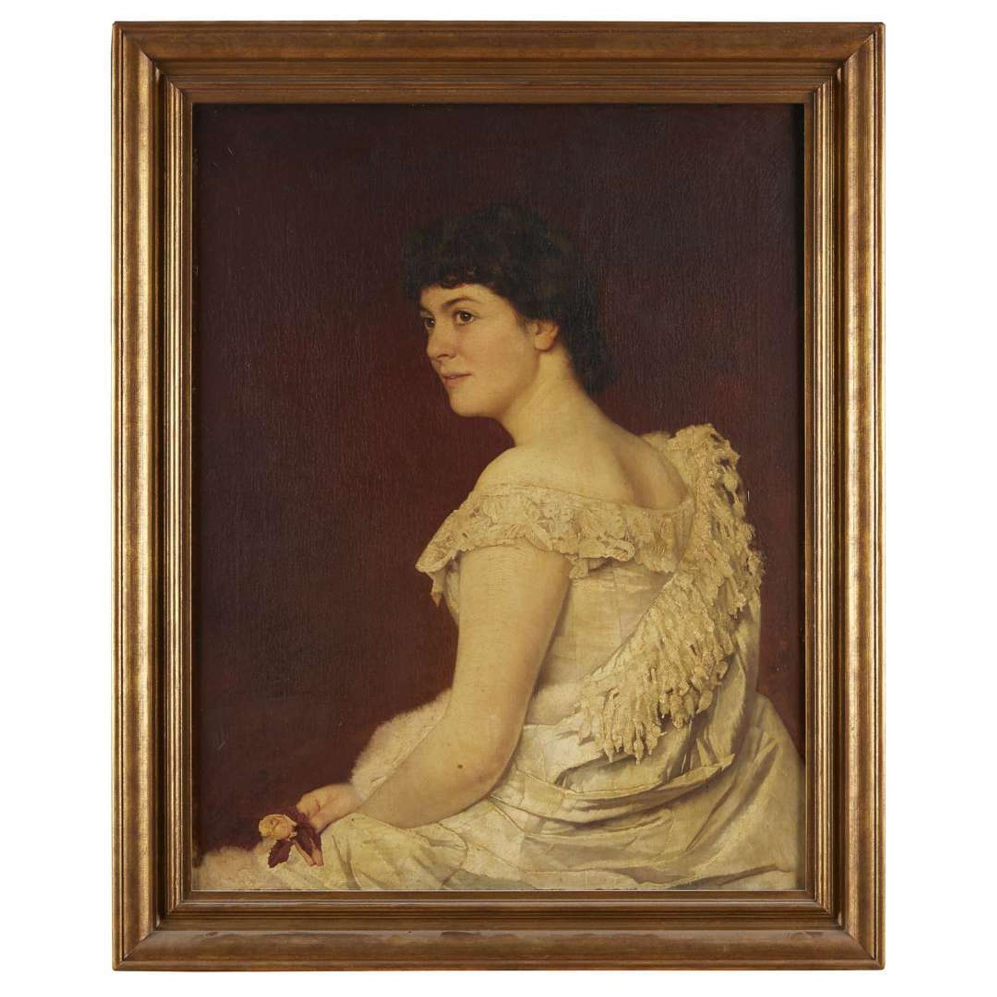 Franz Kops (German, 1846-1896) Portrait of Elizabeth Harriet Harrison Turnure (1866-1927), dated "1885"