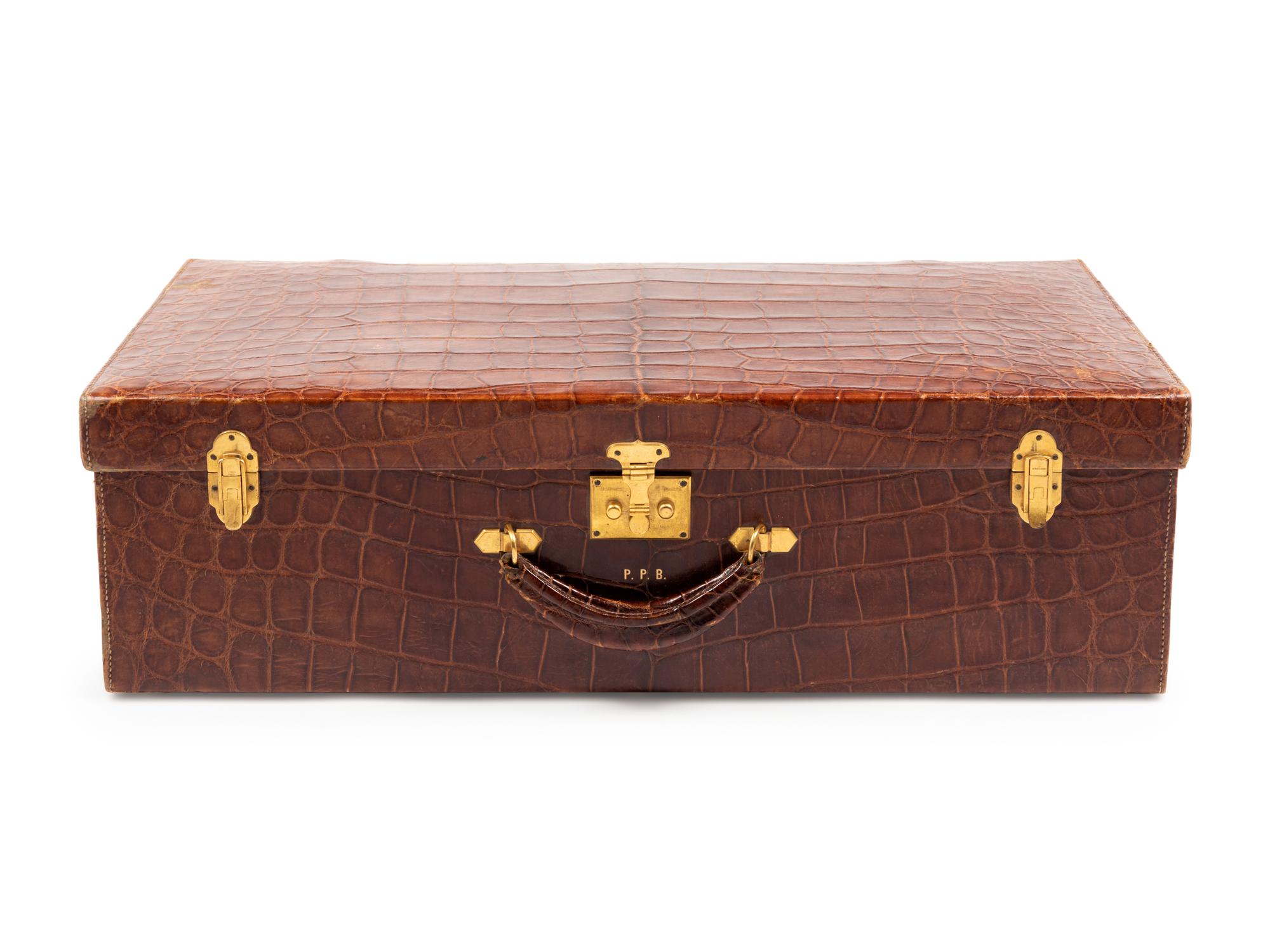 Hermès Brown Crocodile Suitcase, 1960-1980s