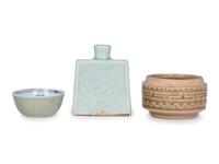 Three Chinese Celadon Glazed Porcelain Articles