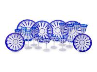A Baccarat Blue Cut-to-Clear Table Service