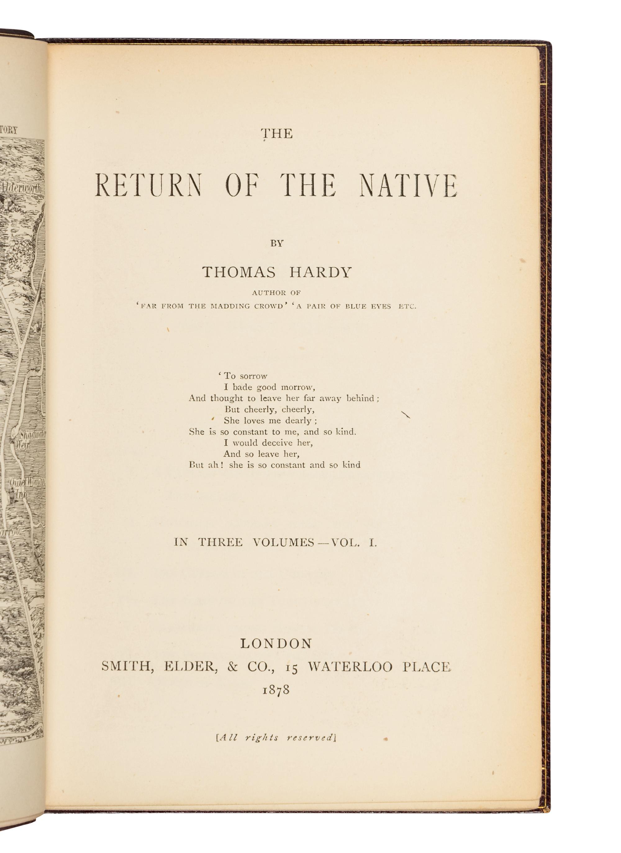 HARDY, Thomas (1840-1928). The Return of the Native . London: Smith, Elder, & Co., 1878.