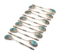 A Set of Twelve Russian Silver-Gilt and Enamel Teaspoons