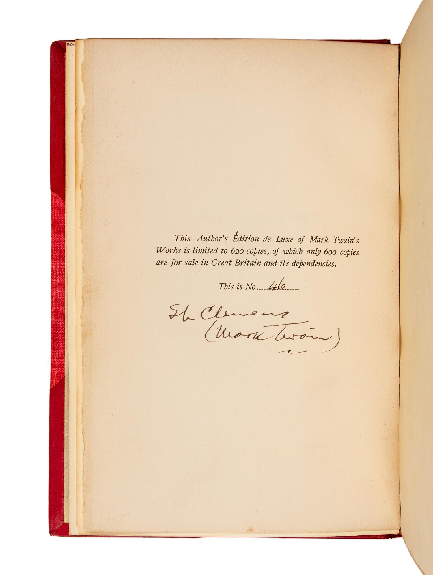 [BINDINGS]. CLEMENS, Samuel Langhorne ("Mark Twain") (1835-1910). The Writings of Mark Twain. London: Chatto & Windus, 1899-1903.