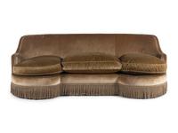 A Custom Velvet-Upholstered Reniform Sofa with Bullion Fringe
