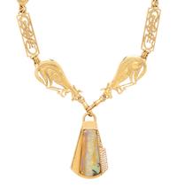 OPAL AND DIAMOND PENDANT WITH YELLOW GOLD CHAIN AND EARRINGS