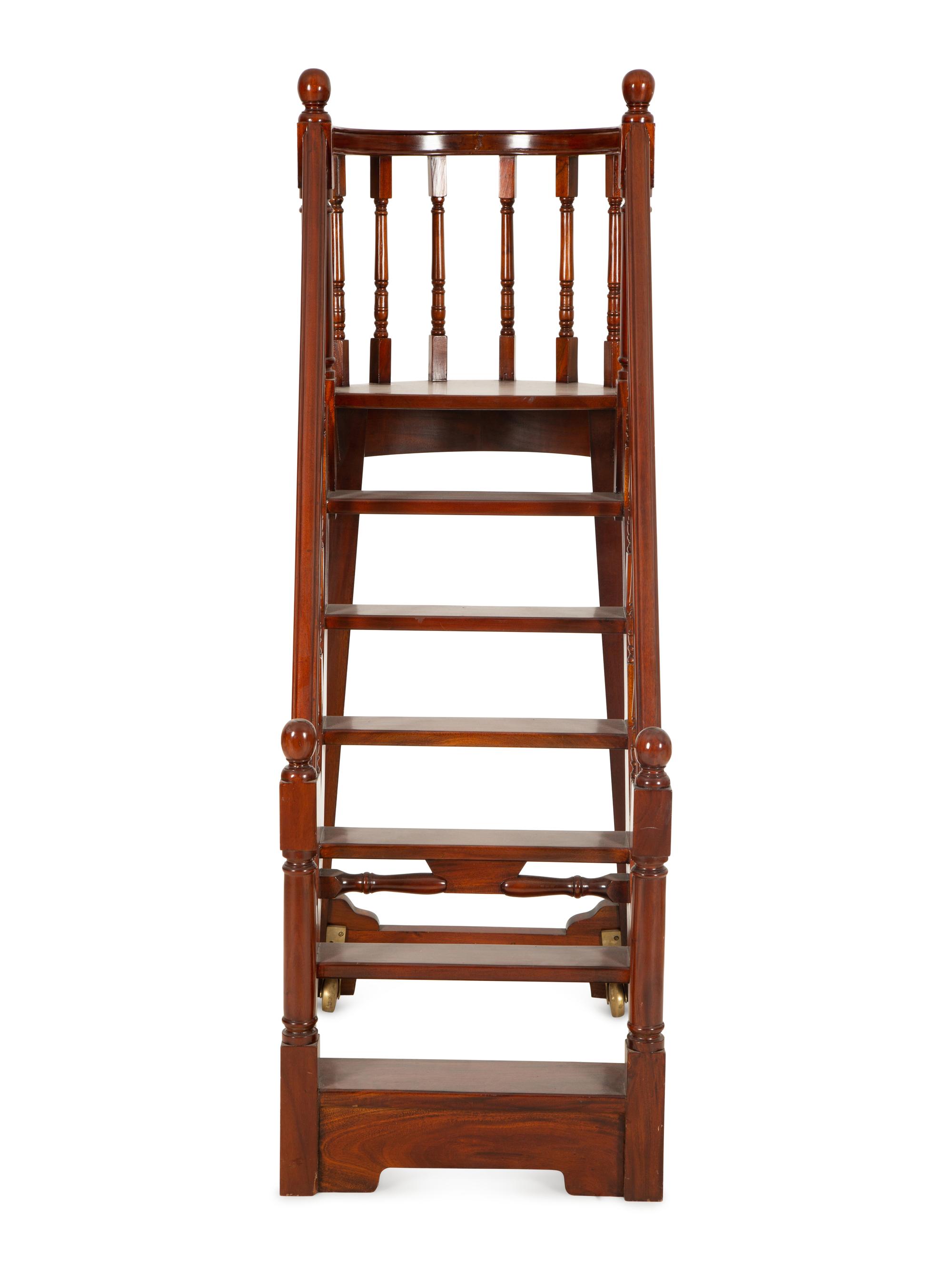An English Mahogany Library Ladder