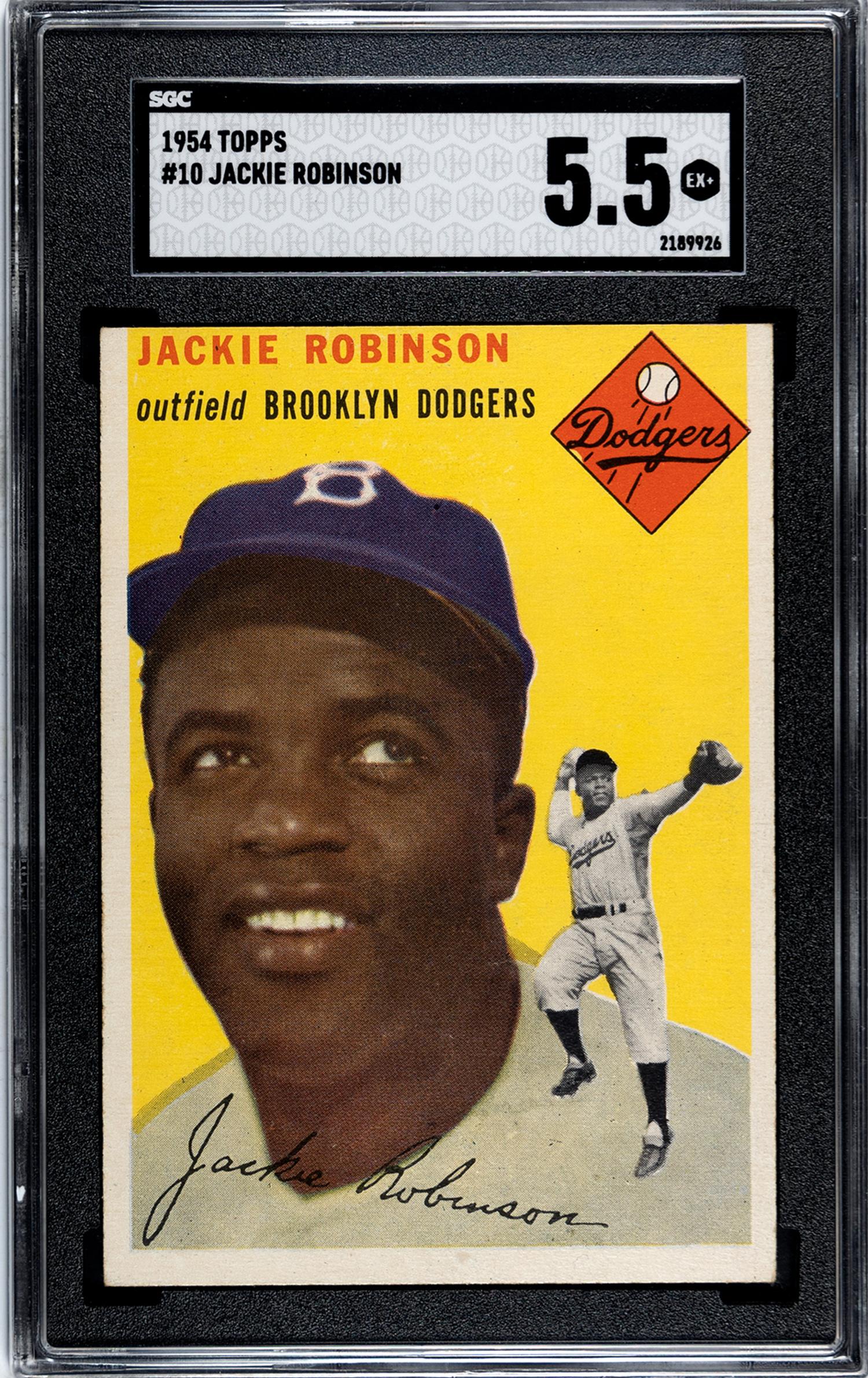 A 1954 Topps Jackie Robinson Baseball Card No. 10 (SGC 5.5 EX+)