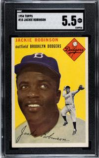 A 1954 Topps Jackie Robinson Baseball Card No. 10 (SGC 5.5 EX+)