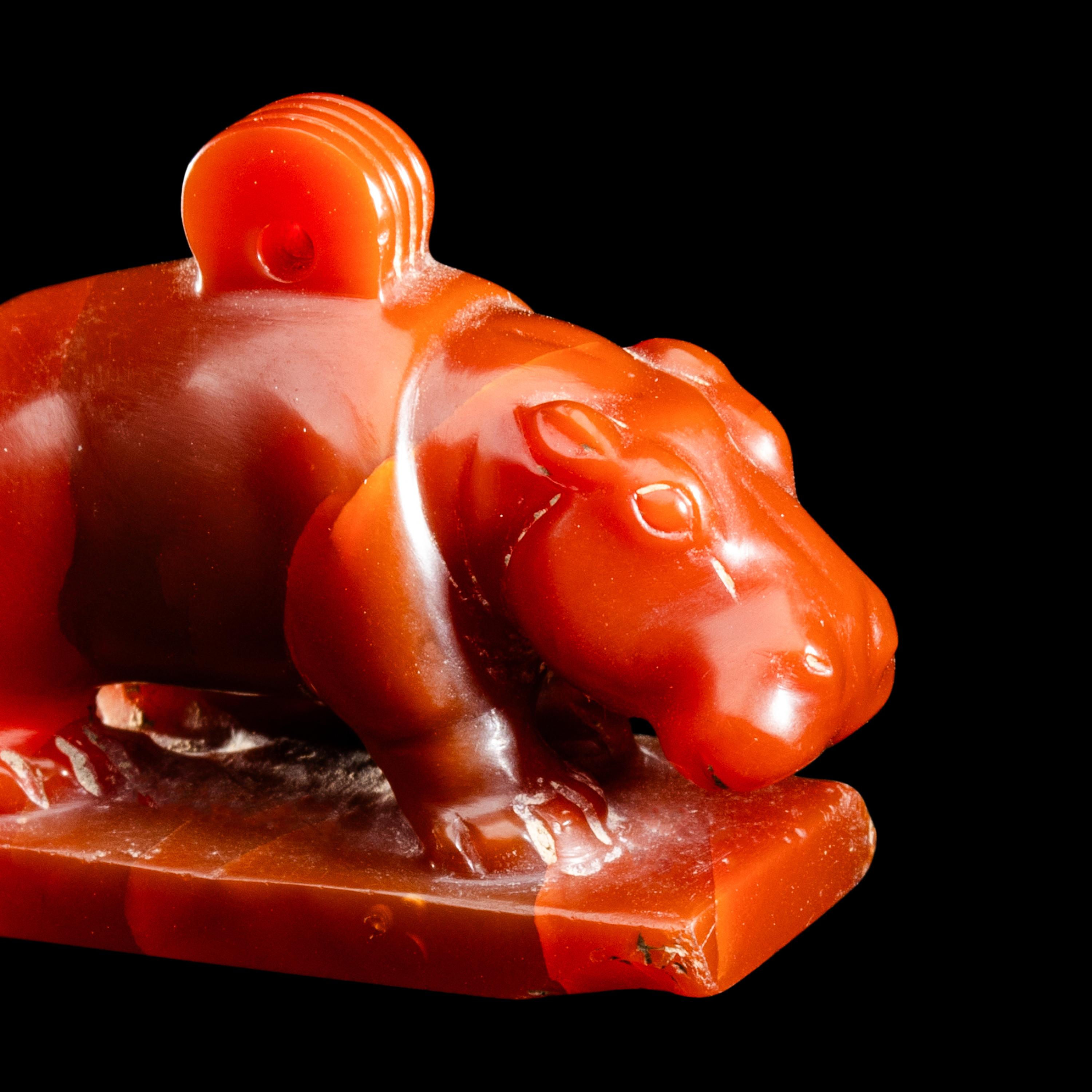 An Egyptian Carnelian Hippopotamus Amulet