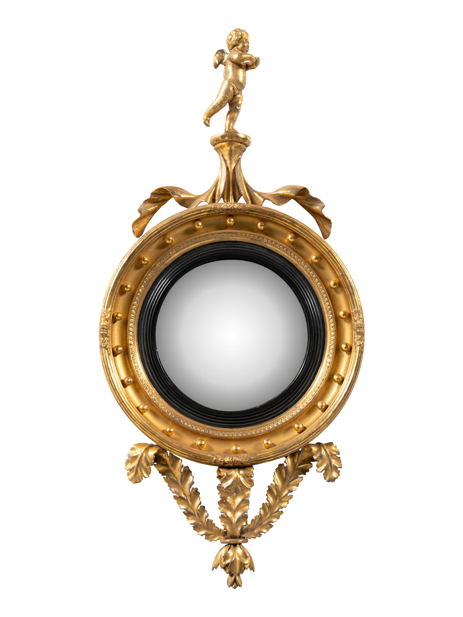 A Regency Giltwood Convex Mirror
