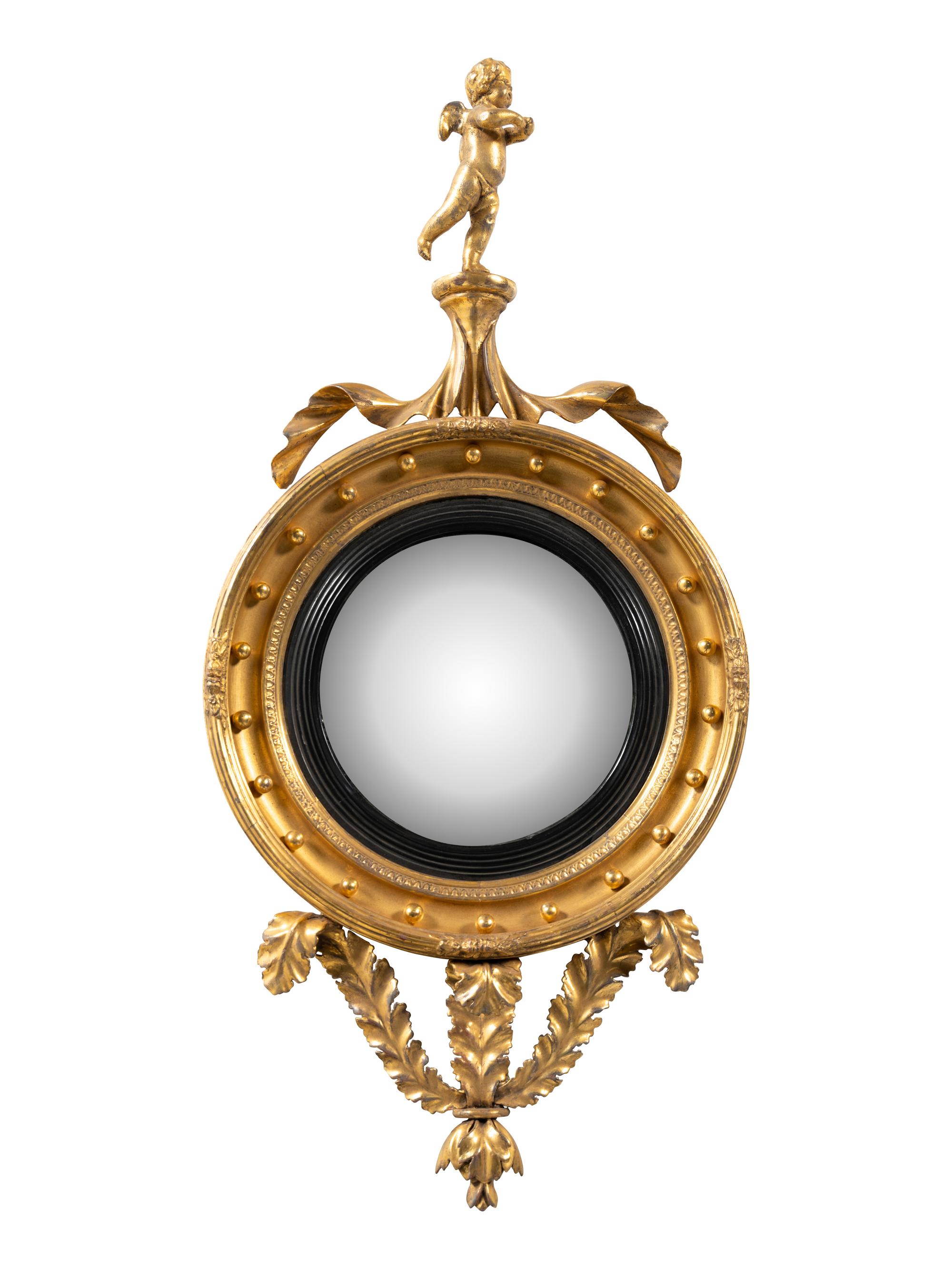 A Regency Giltwood Convex Mirror