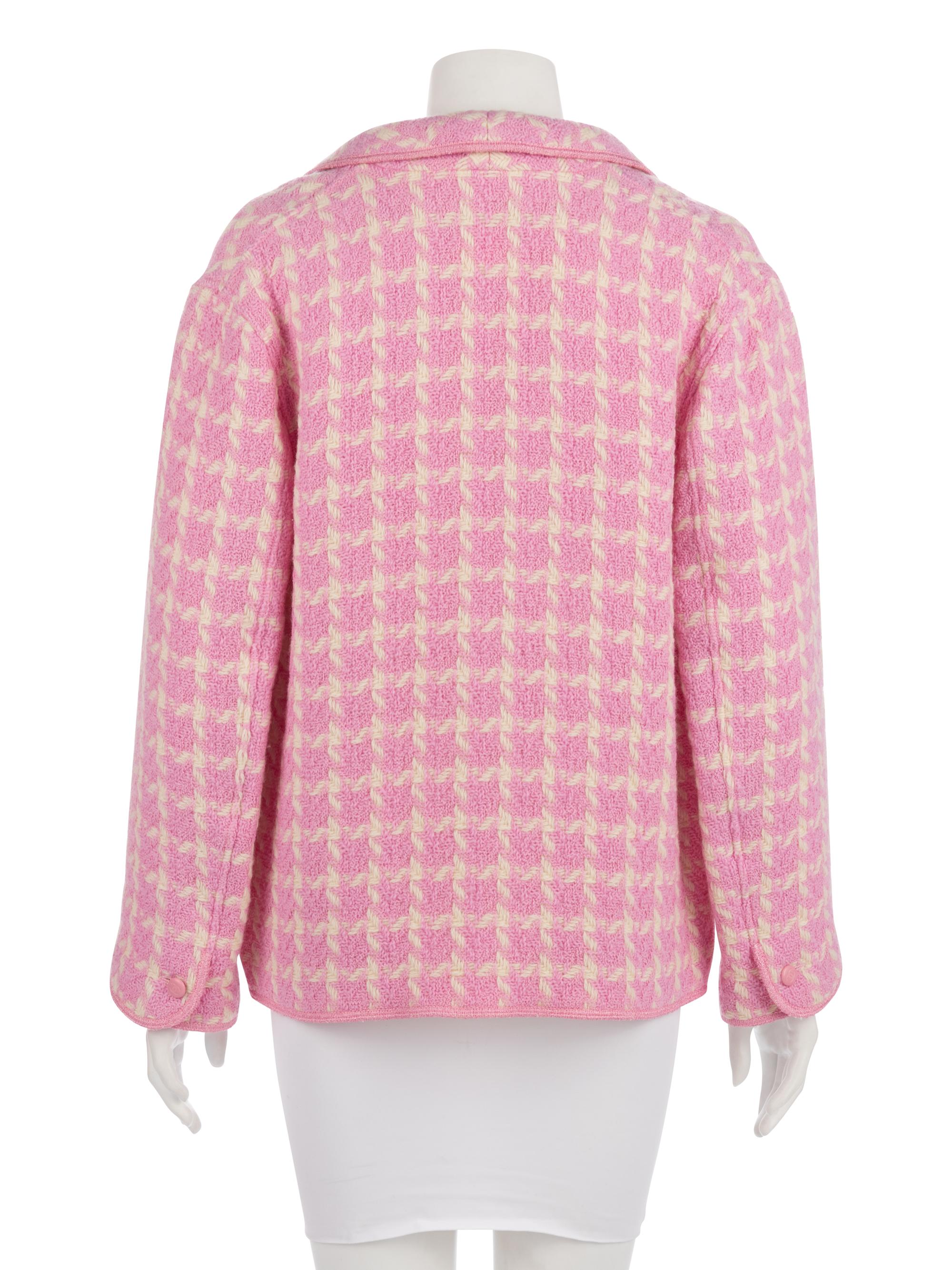 Chanel Pink and White Houndstooth Jacket and One Chanel Skirt Suit, 1990-2000s