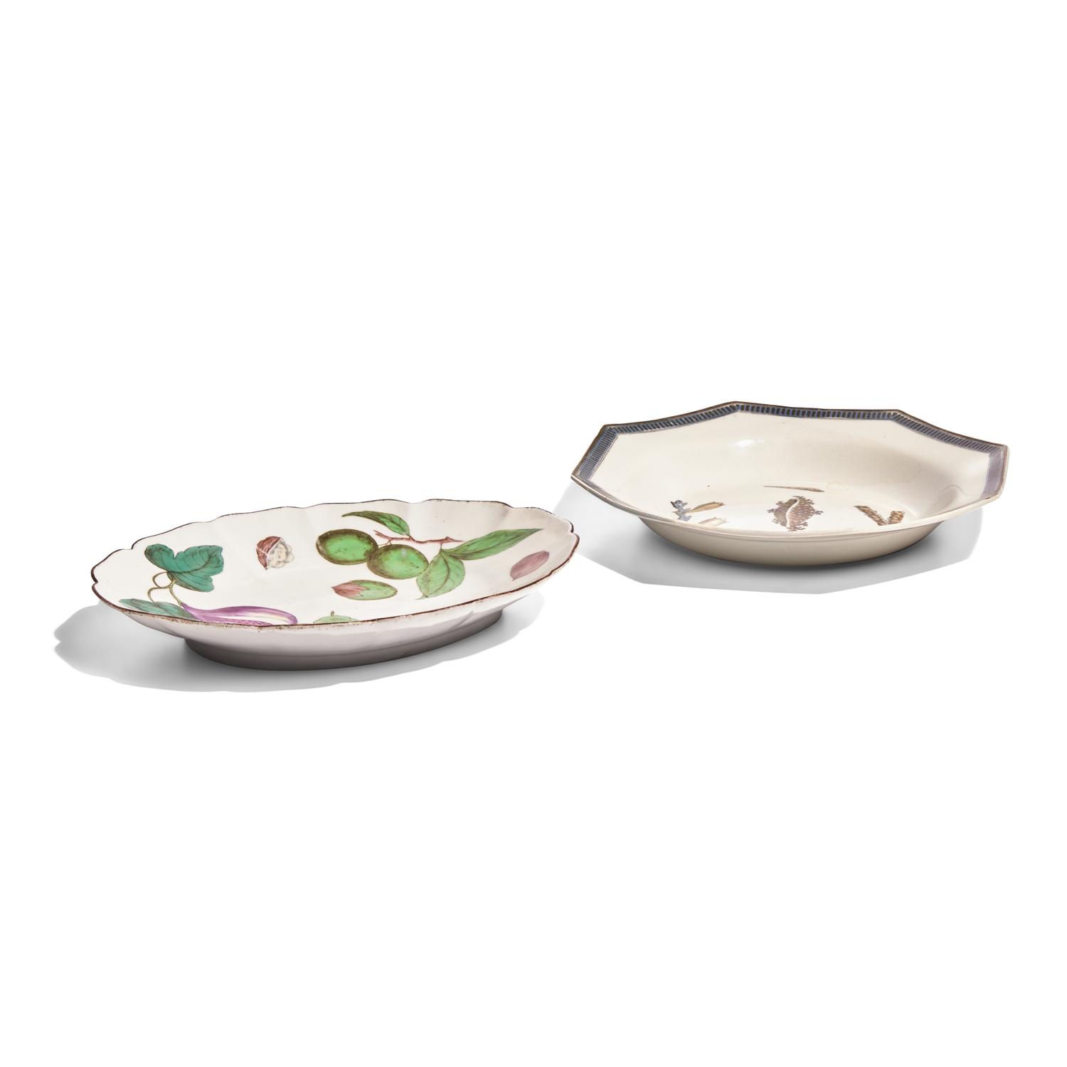 A Chelsea Soft-Paste Porcelain Oval Dish and a Wedgwood & Co. Pearlware Octagonal Soup Plate