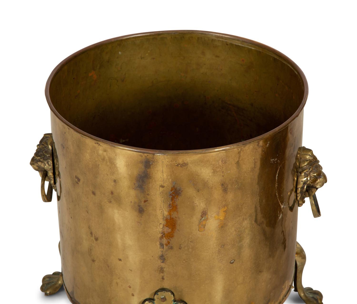 A Near Pair of English Brass Jardinières