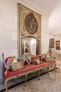 A Louis XV Style Painted and Parcel Gilt Hall Bench