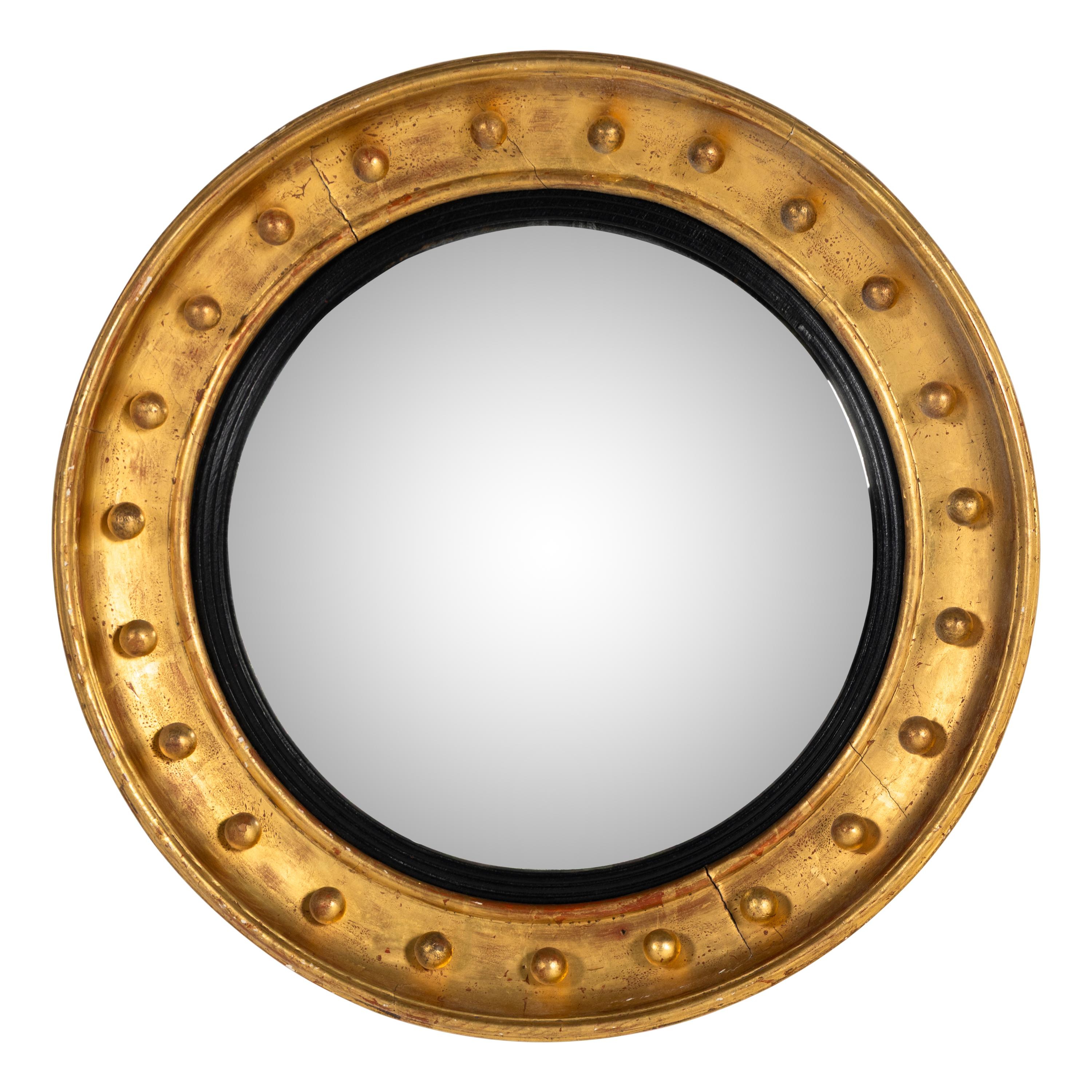A Regency Style Giltwood Convex Mirror